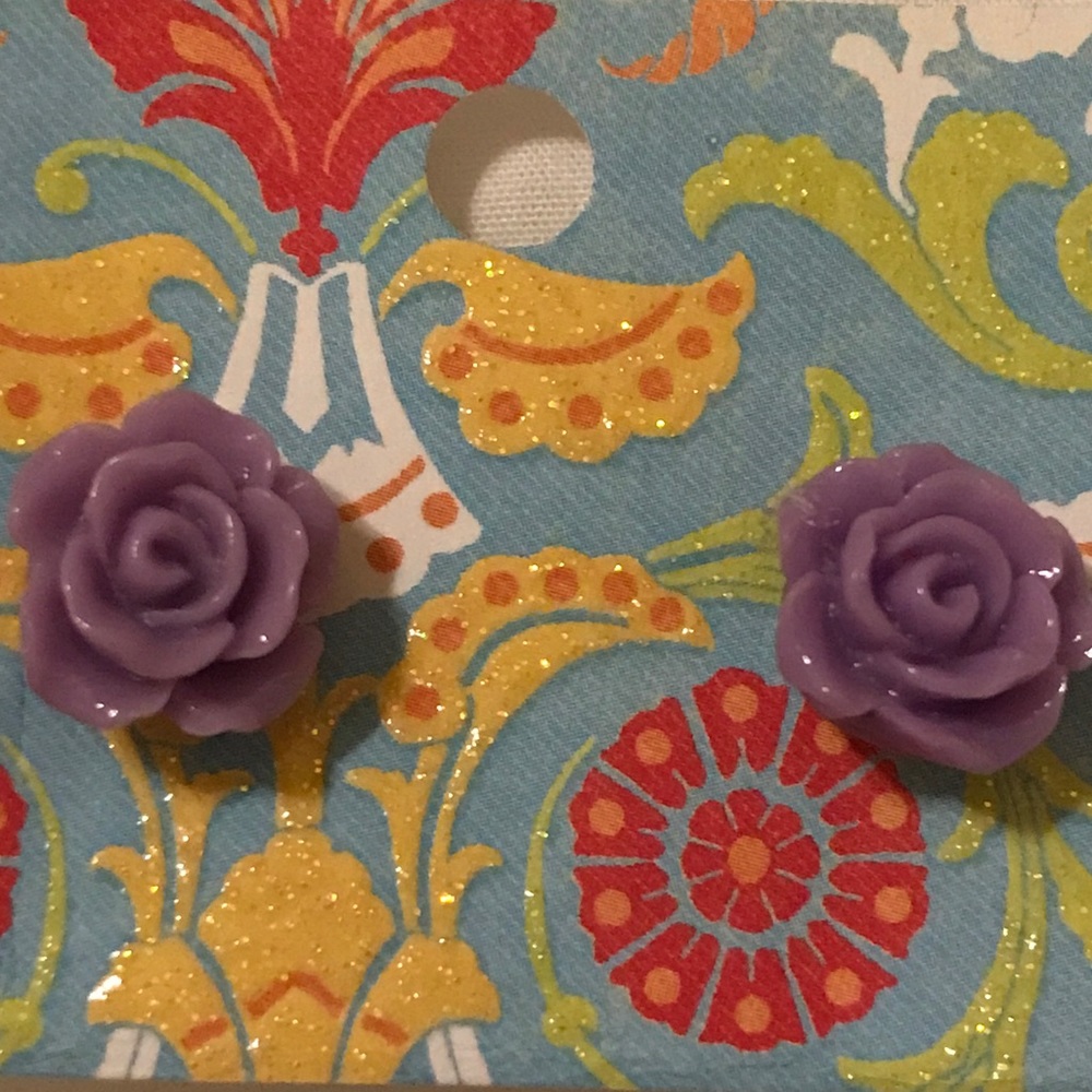 Purple floral earrings